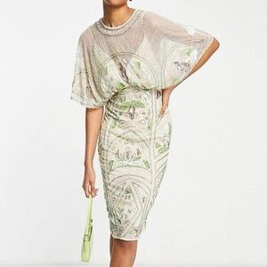 ASOS Batwing Embellished Open Back Dress